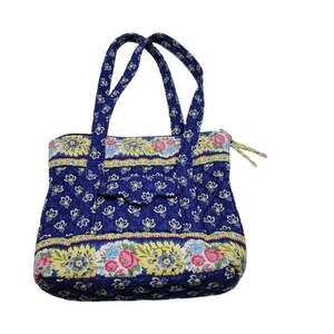Vera Bradley Quilted Floral Tote Bag Blue Yellow